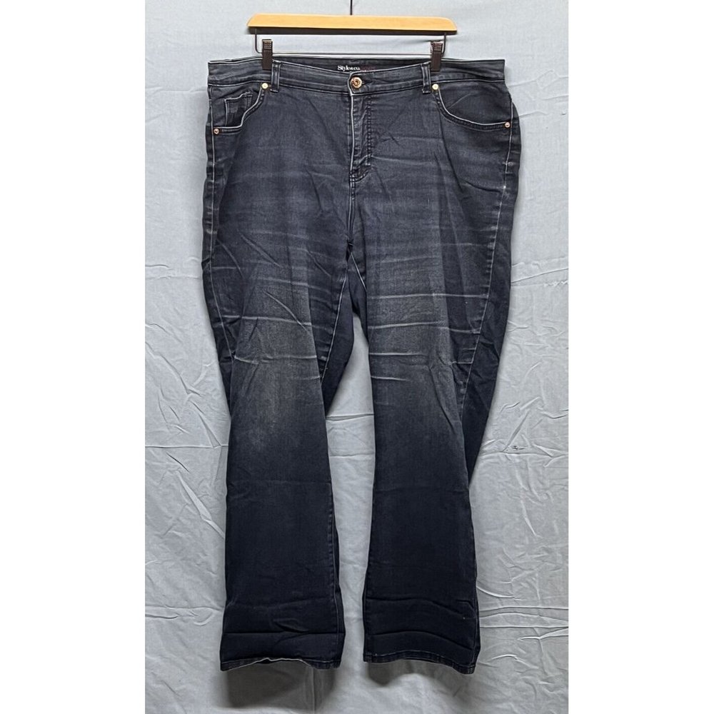Style&co Jeans Womens 18 Straight Bottoms Up Denim Pants Dark Wash Stretch